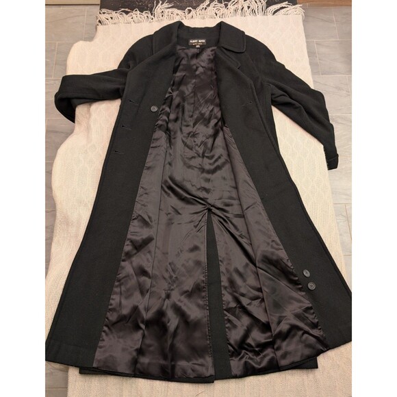 Albert Nipon Gold Label Wool/Cashmere Blend 14P Full Length Black Trench Coat - Picture 10 of 12